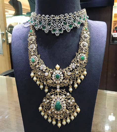 26 Breathtaking Heavy Diamond Necklace Set Designs • South India Jewels