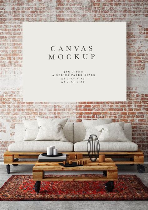 Frame Mockup #184, Landscape Canvas Frame and Living Room Mockup ...