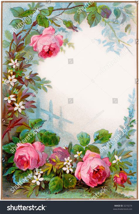 Circa 1890 Vintage Rose Border Background Stock Photo 3219274 ...