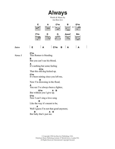 Always by Bon Jovi - Guitar Chords/Lyrics - Guitar Instructor