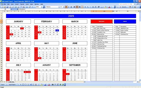 Free Excel Yearly Calendar Template 2023 - Printable Templates Free