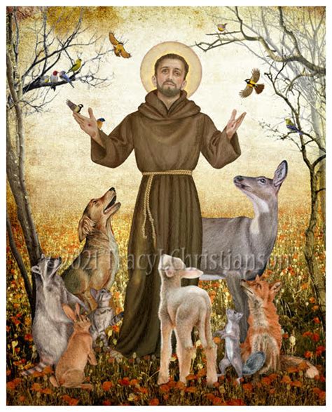 St. Francis of Assisi and Animals Print - Portraits of Saints