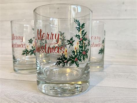 Christmas Glasses | Holiday Tumblers | set of 4 Merry Christmas Glasses ...