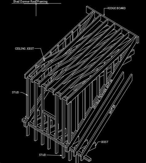 Shed Dormer Wood Roof Framing Autocad Drawing