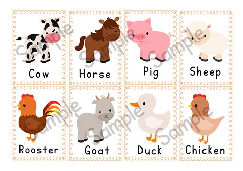 Farm Animal Activities Flash Cards Find A Word | Etsy