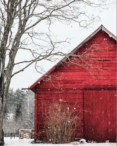 The snowy red barn christmas scenery winter snow etsy – Artofit