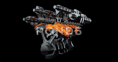 Mesmerizing Animation of a Rotating V8 Engine