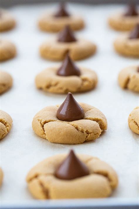 Peanut Butter Blossom Hershey Kiss Cookies - The Kitchen Magpie