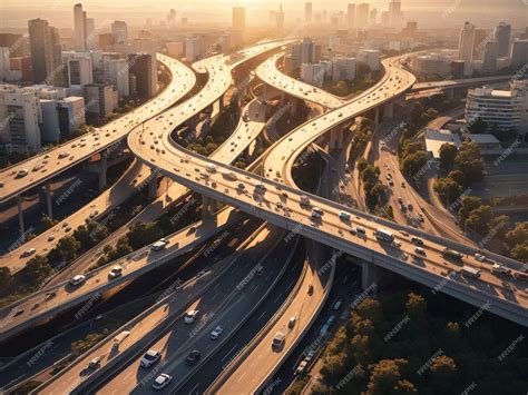 Premium AI Image | an aerial view of a highway intersection with ...