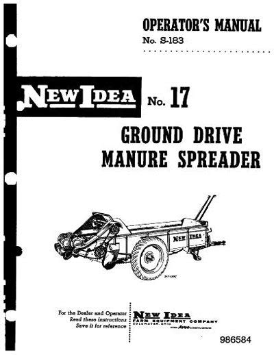 New Idea 17 Manure Spreader Manual | Farm Manuals Fast