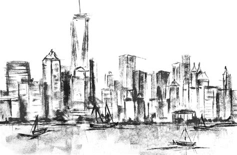 Manhattan Skyline Drawing at PaintingValley.com | Explore collection of ...