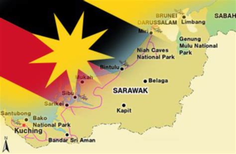 Sarawak Map Flag : Malaysian Patriotic Template With Copy Space Stock ...