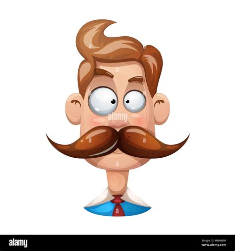 Funny, cute, cartoon man illustration. Mustache, whisker smiley Stock ...