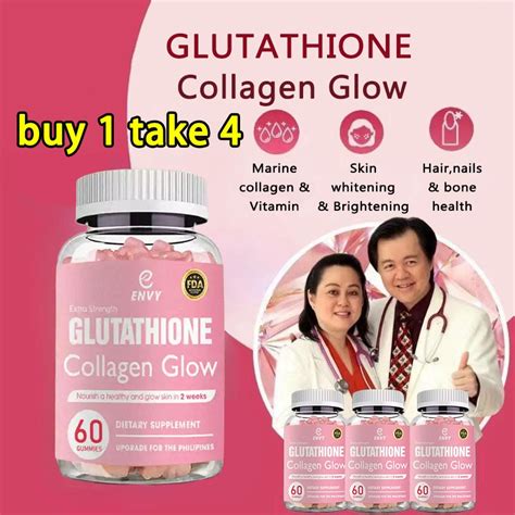 【Buy 1 take 4】Glutathione Collagen Glow Gummies Anti-Aging Whitening ...