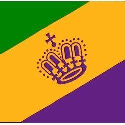 Purple, Green, and Gold Mardi Gras Flag with Crown