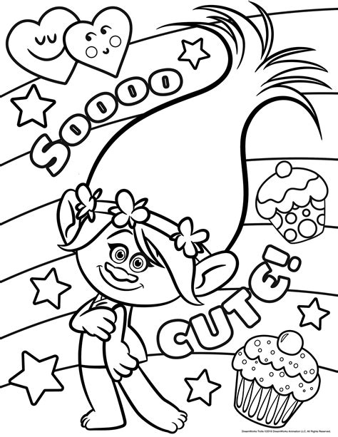 Poppy : so cute ! - Trolls Coloring Pages for Kids