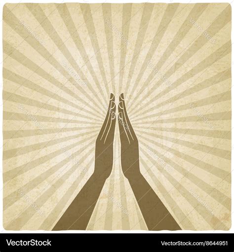 Prayer hands symbol old background Royalty Free Vector Image