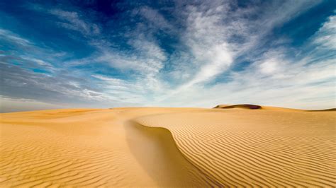 desert, sand, dunes, wavy, sky, 4k HD Wallpaper