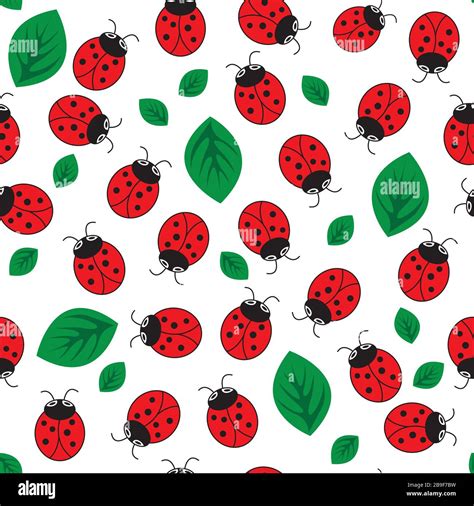 Ladybug with leaves seamless pattern Stock Vector Image & Art - Alamy