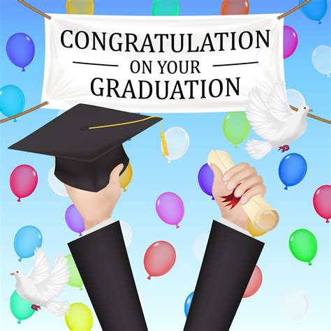 congratulations graduation banner with diploma and hat 2305252 Vector ...