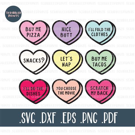 Funny Cute Candy Hearts SVG Funny Conversation Hearts SVG ...