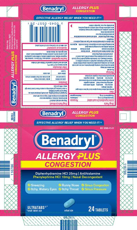 Benadryl Allergy Plus Congestion (tablet, film coated) Johnson ...