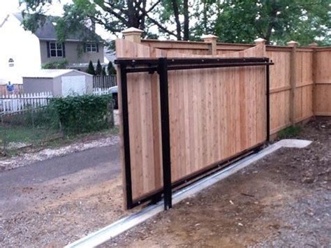 A sliding gate instead of swing-gate! YES! | Fence design, Wooden gates ...