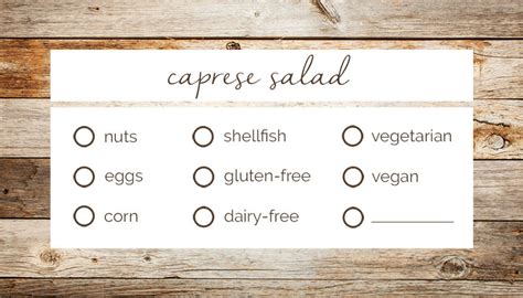 Free wedding printable: food allergy labels