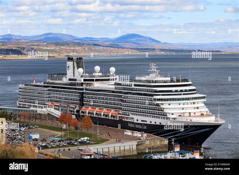 Cruise ship on the St. Lawrence River, docked in Quebec City, Quebec ...