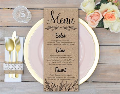 Rustic wedding menu cards Rehearsal dinner menu Rustic wedding | Etsy