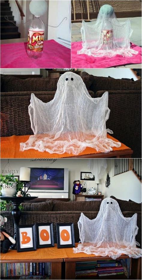 halloween decorations made out of plastic bags and yarn