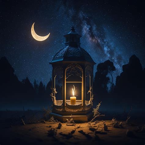 Premium AI Image | A lantern with the moon in the background