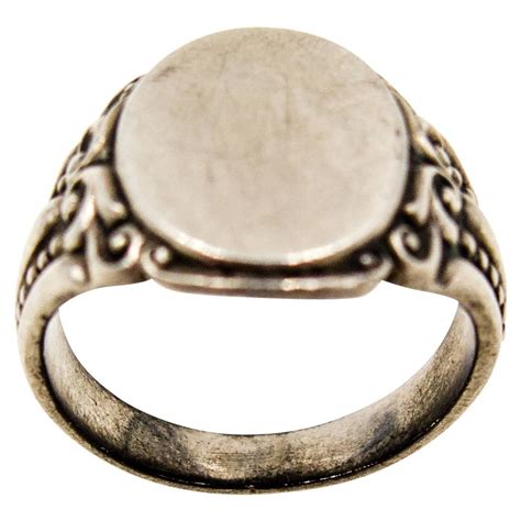 Men's Antique Silver Signet Ring For Sale at 1stdibs