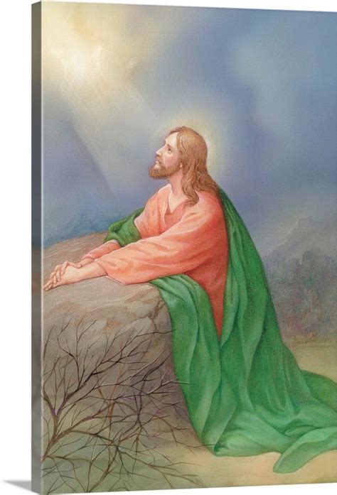 Jesus kneeling by a rock, praying Wall Art, Canvas Prints, Framed ...