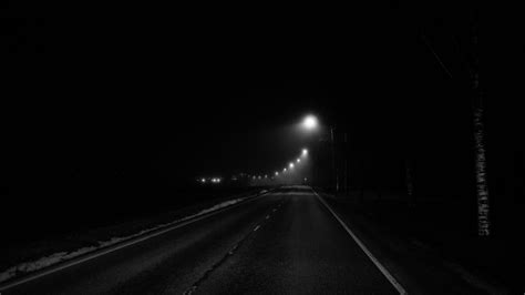 Road Lights Night Black And White Dark Background 4K HD Dark Background ...