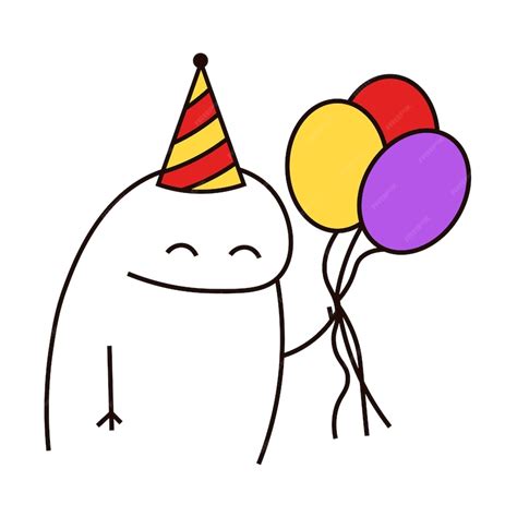 Premium Vector | Happy Flork meme with balloons Happy Birthday Vector