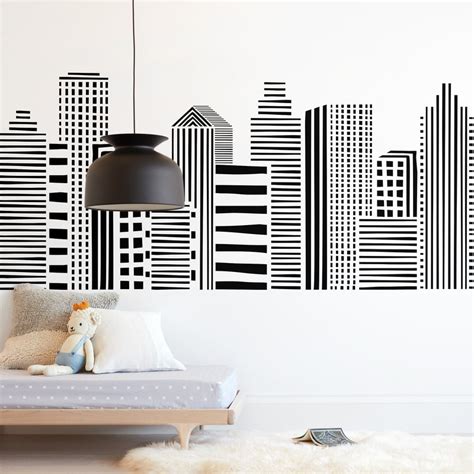 Linear Cityscape Children's and Nursery Wall Mural by Daniela | Minted