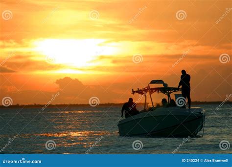 Sunset Speedboat stock photo. Image of peaceful, golden - 240224