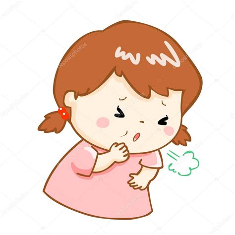 Coughing girl cartoon vector illustration Stock Vector Image by ...