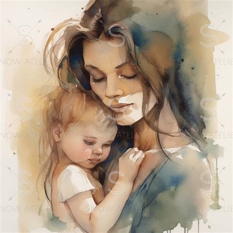 Watercolor of Mother and Baby Digital Art. Makes a Great Mother's Day ...