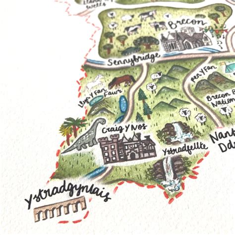 Powys Map Print Map of Powys Mid Wales Map Powys Art - Etsy