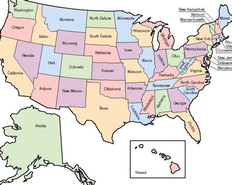 Labeled Map Of Usa States