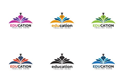 Set of multiple color education logo design templates, educational logo ...