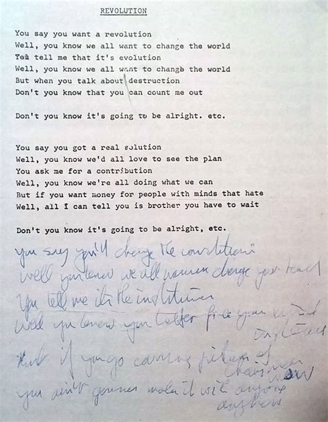 John Lennon’s lyrics for Revolution, 1968 | The Beatles Bible