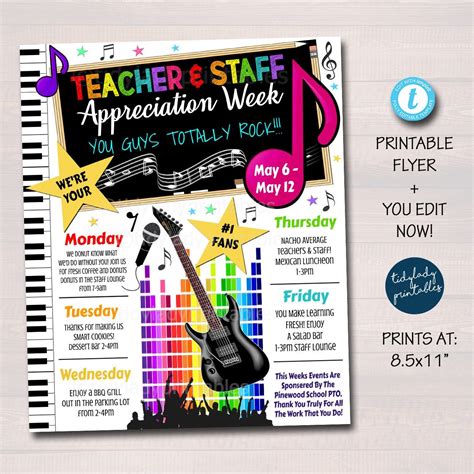 Music You Rock Theme Teacher Appreciation Week Itinerary – TidyLady ...