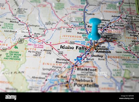 A map of Idaho Falls, Idaho marked with a push pin Stock Photo - Alamy