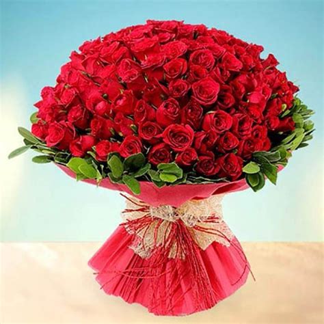 Valentine's Day Special Fresh Flower Bouquet of 143 Red Roses in Paper ...