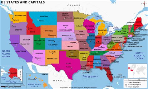 US States and Capitals Map, United States Map with Capitals