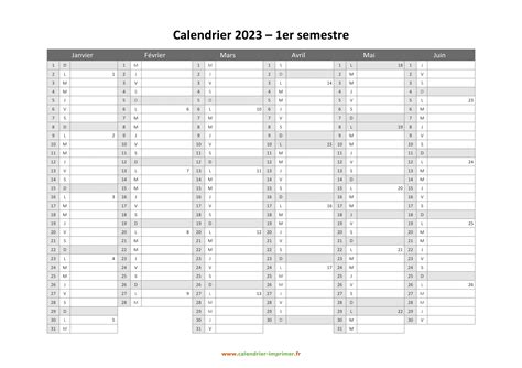 Calendrier 2023 à imprimer gratuit