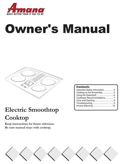 AMANA ELECTRIC SMOOTHTOP OWNER'S MANUAL Pdf Download | ManualsLib